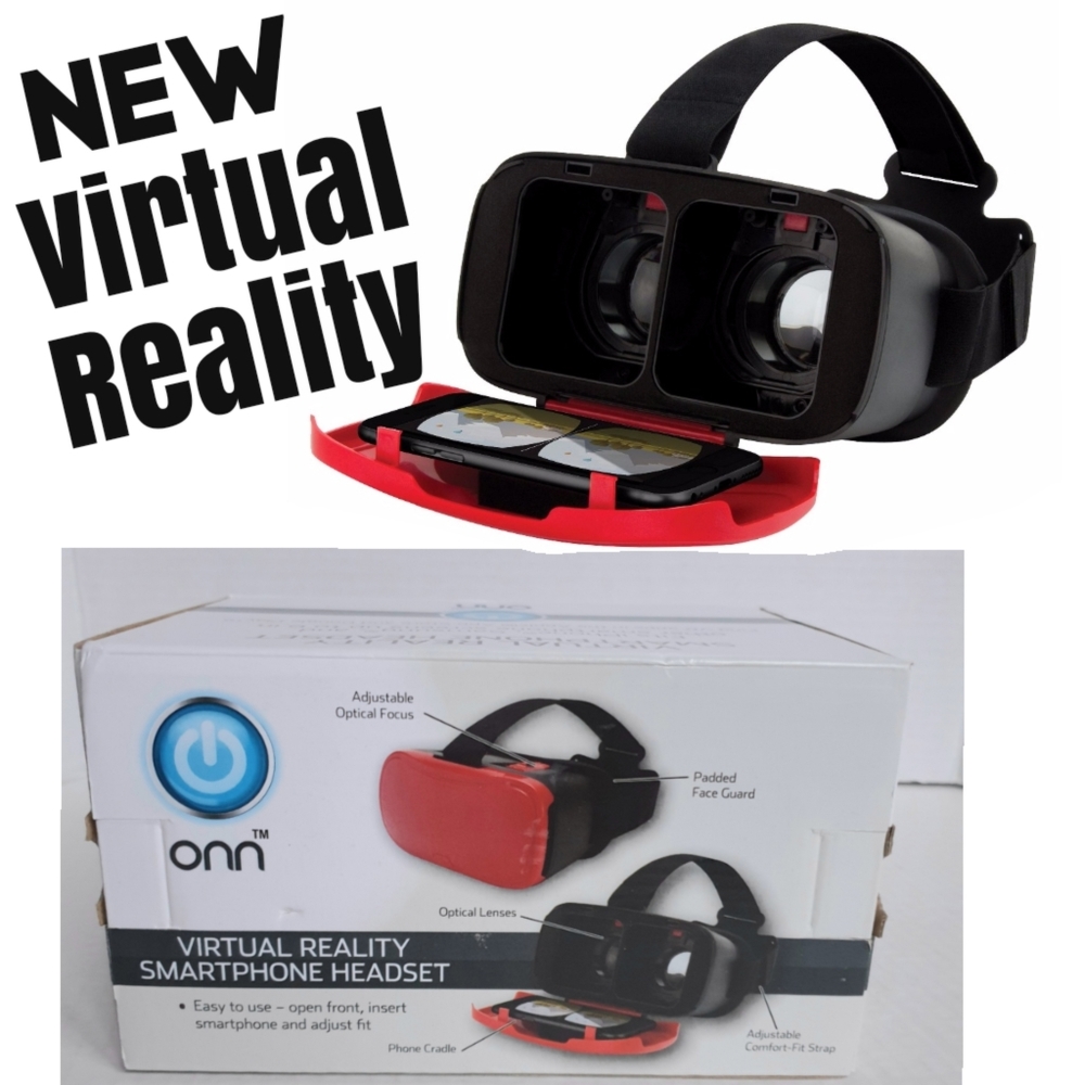Onn Virtual Reality Smartphone/iPhone Red & Black Adjustable Gaming Headset